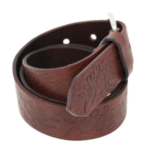 Old Navy EMBOSSED BROWN GENUINE LEATHER 1.25"Wd CASUAL DRESS WOMEN'S BELT S (A37 - Picture 5 of 12